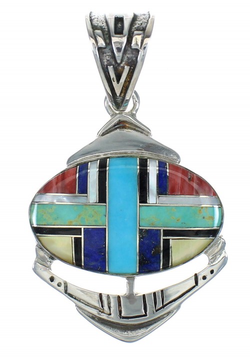 Southwest Multicolor Silver Pendant MX65380