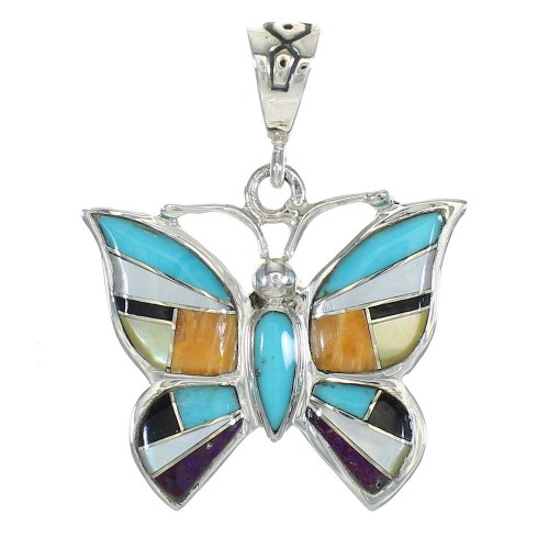 Sterling Silver Multicolor Butterfly Pendant MX65480