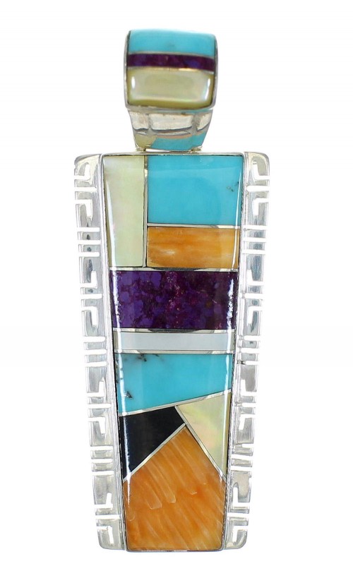 Southwest Authentic Sterling Silver Multicolor Jewelry Pendant MX65521