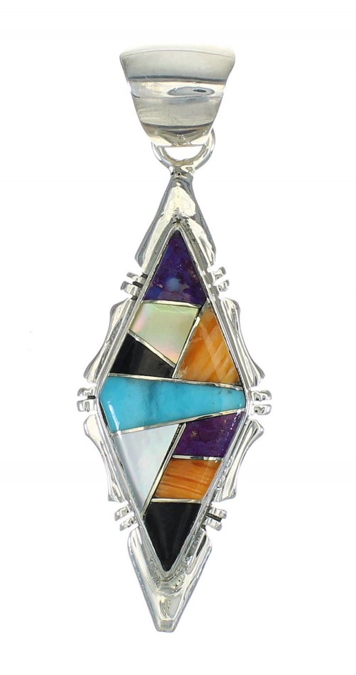 Silver Multicolor Inlay Jewelry Pendant MX65524