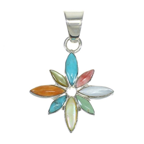 Multicolor Silver Flower Pendant MX65525