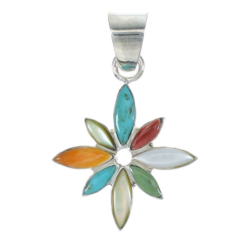 Genuine Sterling Silver Multicolor Flower Pendant MX65529