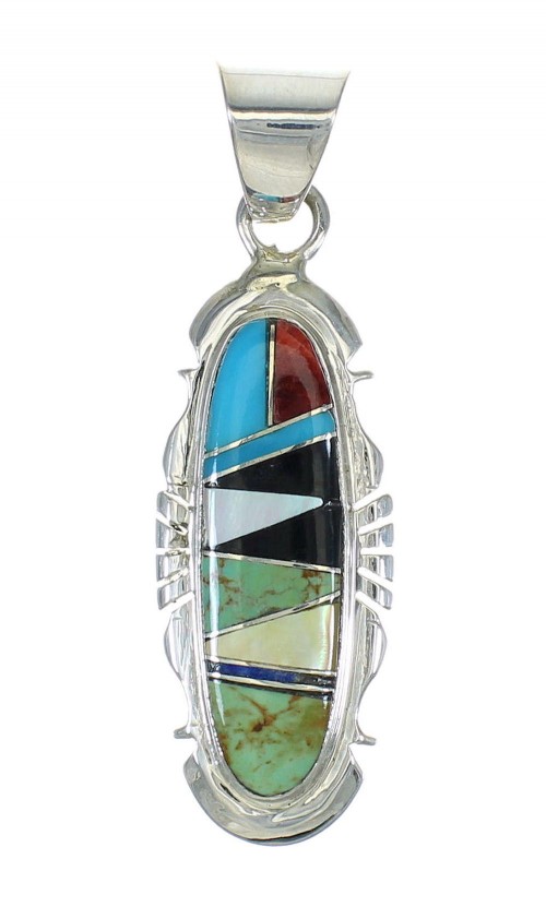 Southwest Authentic Sterling Silver Multicolor Jewelry Pendant MX65542