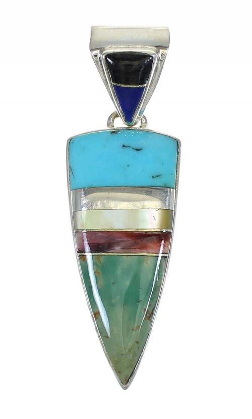 Sterling Silver Turquoise Multicolor Southwest Pendant MX65555