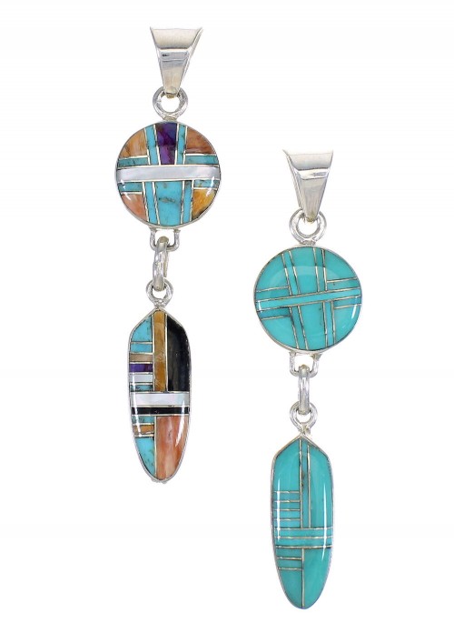 Southwest Multicolor Sterling Silver Reversible Pendant MX65582