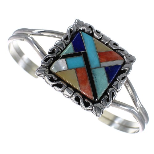 Southwest Multicolor Authentic Sterling Silver Bracelet VX63196