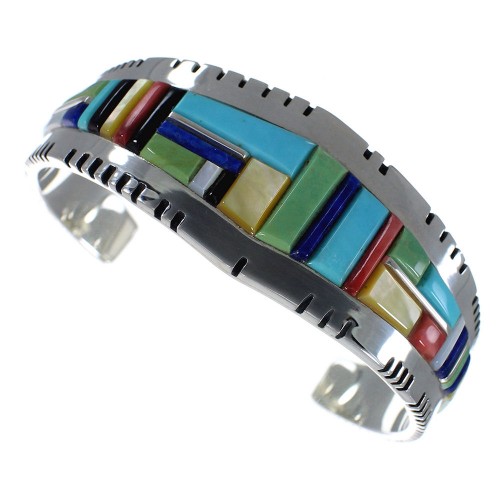 Multicolor Southwest Sterling Silver Substantial Bracelet VX63236
