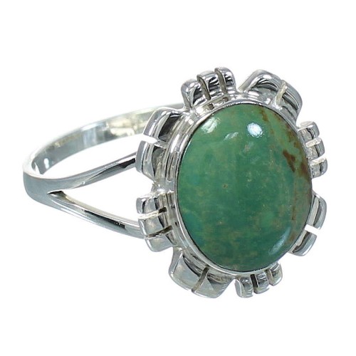 Turquoise And Southwest Silver Ring Size 7-3/4 VX64146