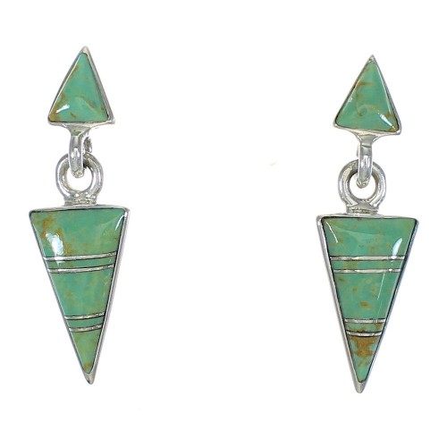 Southwest Sterling Silver Turquoise Inlay Post Dangle Earrings QX78858