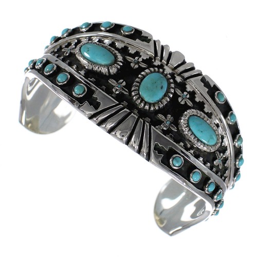 Southwest Authentic Sterling Silver Turquoise Cuff Bracelet VX63750