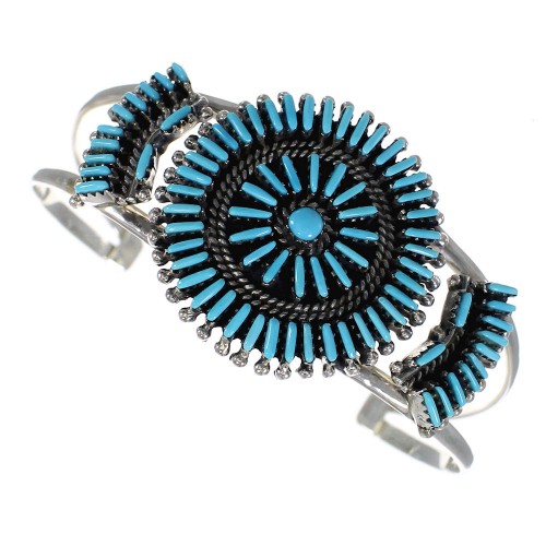 Southwest Sterling Silver Turquoise Needlepoint Cuff Bracelet VX63783