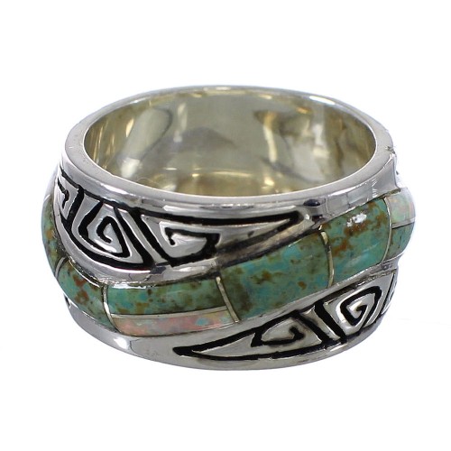 Water Wave Silver Southwestern Turquoise Opal Ring Size 5 QX82341