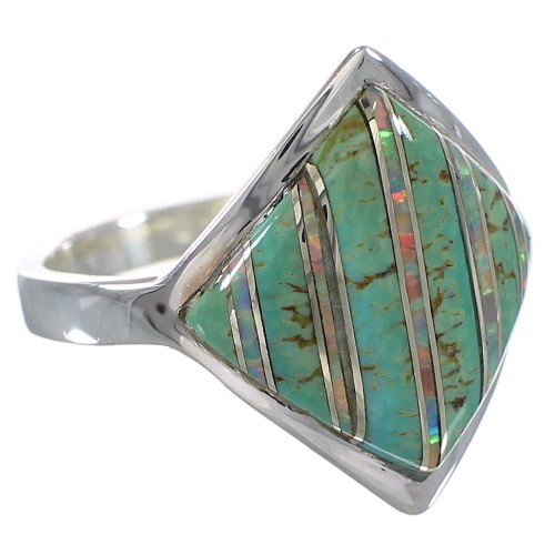 Sterling Silver Southwestern Turquoise Opal Ring Size 7-1/2 QX82451