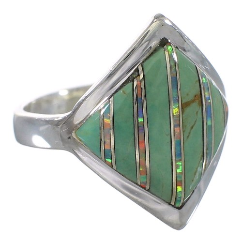 Southwest Genuine Sterling Silver Turquoise Opal Ring Size 5-3/4 QX82531
