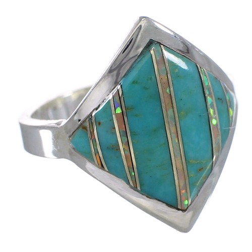 Turquoise Opal Southwest Genuine Sterling Silver Ring Size 6 QX82595