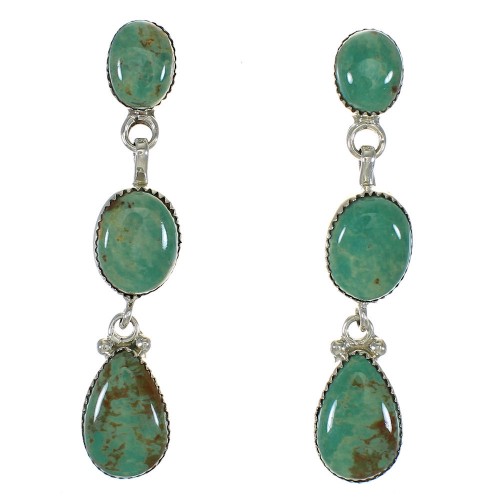 Silver Turquoise Post Dangle Earrings MX64636