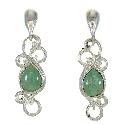 Genuine Sterling Silver Turquoise Post Dangle Earrings MX64714