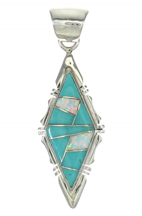 Sterling Silver Southwest Opal And Turquoise Pendant MX63875