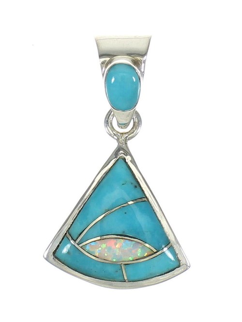 Turquoise Opal Inlay Silver Jewelry Pendant MX63878