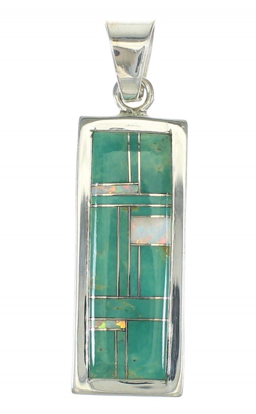 Turquoise And Opal Southwest Silver Jewelry Pendant MX63899