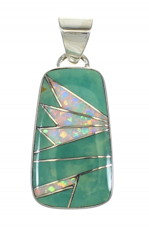 Southwest Opal And Turquoise Genuine Sterling Silver Pendant MX63950