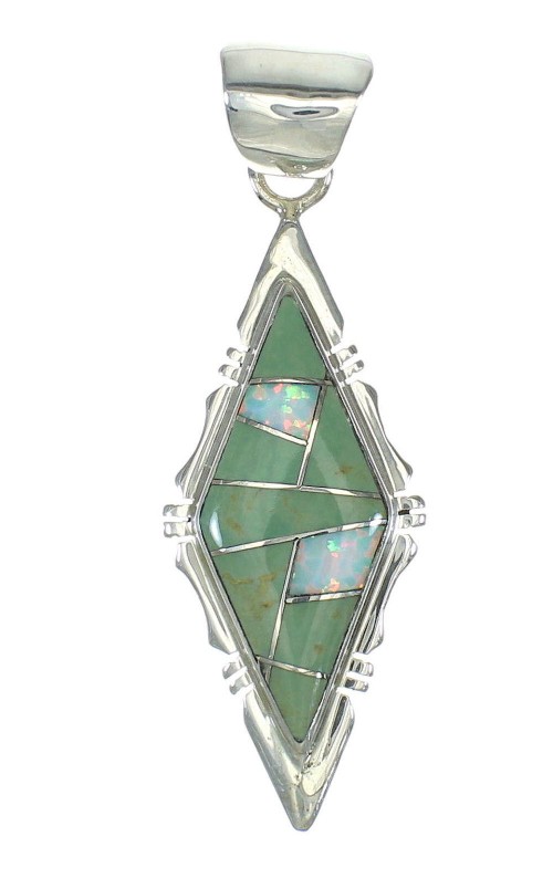 Southwest Genuine Sterling Silver Turquoise Opal Jewelry Pendant MX63960