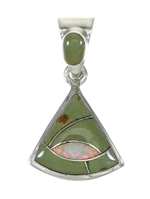 Authentic Sterling Silver Turquoise And Opal Southwest Jewelry Pendant MX63966