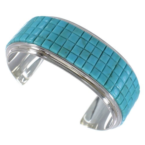 Southwest Authentic Sterling Silver Turquoise Cuff Bracelet VX63709