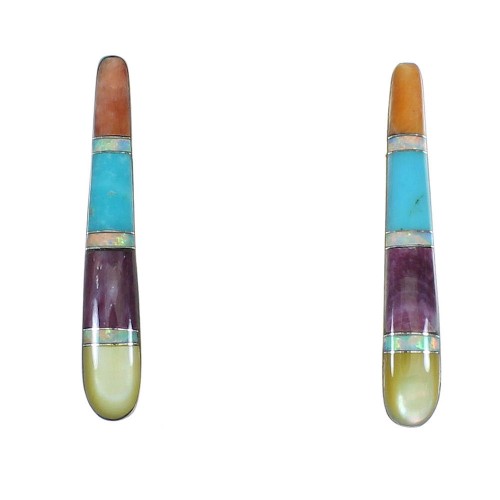 Southwest Silver Multicolor Post Earrings MX64456