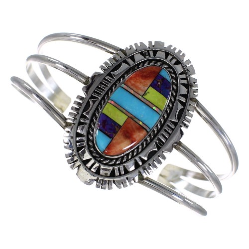 Multicolor Genuine Sterling Silver Cuff Bracelet VX63858