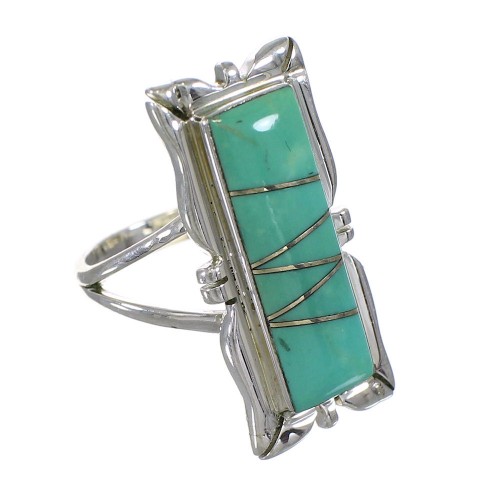 Southwestern Sterling Silver And Turquoise Ring Size 5-1/4 YX79978