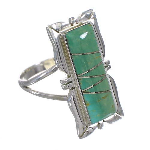 Southwestern Turquoise Sterling Silver Ring Size 6-1/2 YX79982