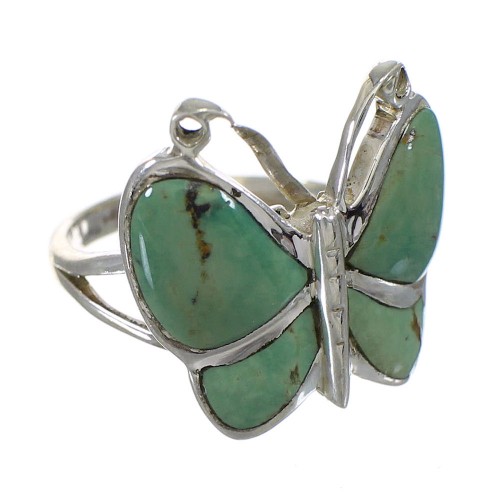 Silver And Turquoise Southwestern Butterfly Ring Size 5 YX80110