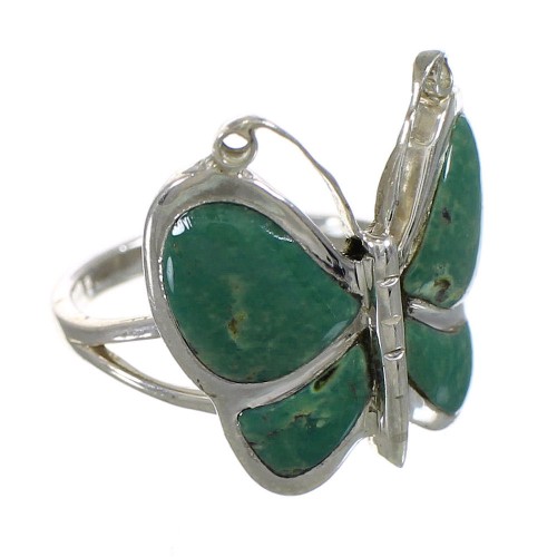 Sterling Silver And Turquoise Southwestern Butterfly Ring Size 4-1/2 YX80117