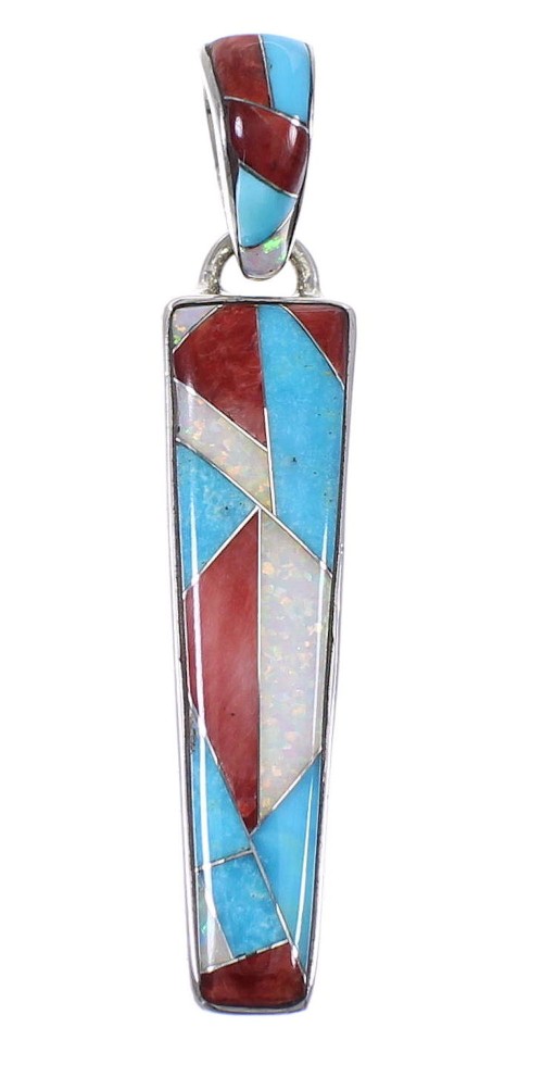 Sterling Silver WhiteRock Wild Fire Inlay Pendant VX64494