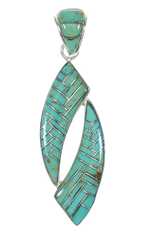 Southwest Turquoise Inlay Sterling Silver Pendant MX65160