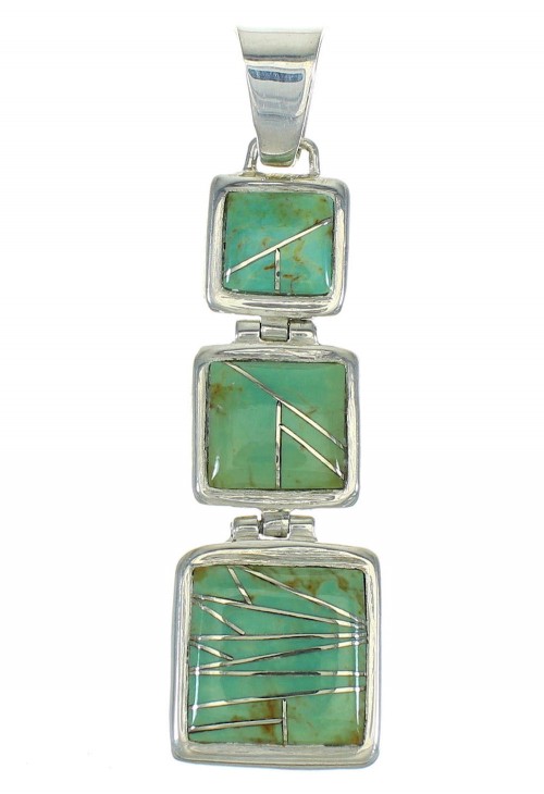 Turquoise Inlay And Genuine Sterling Silver Pendant MX65236