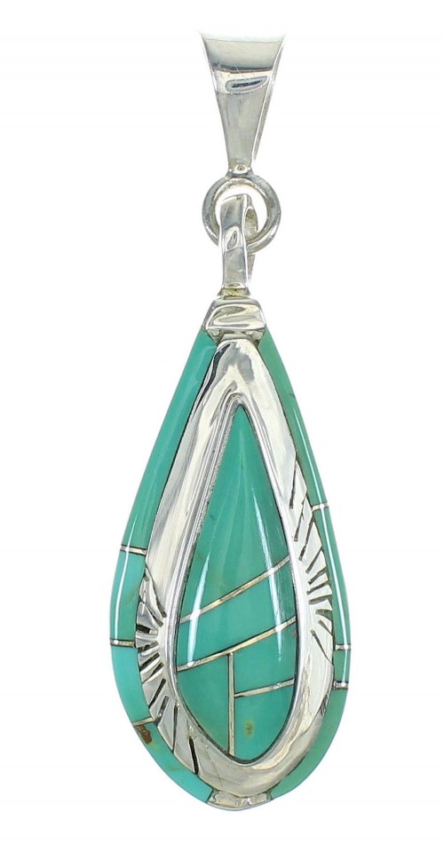 Silver Turquoise Tear Drop Enhancer Bail Pendant MX65299