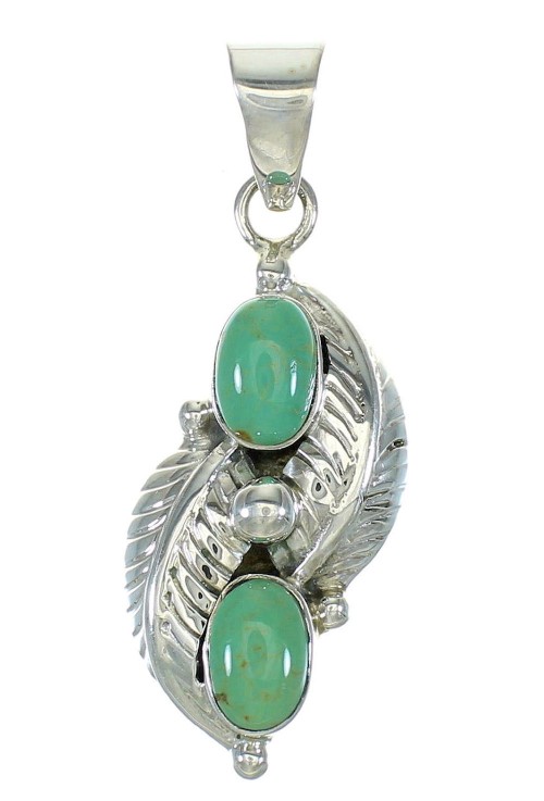 Turquoise Silver Southwest Leaf Pendant MX65314