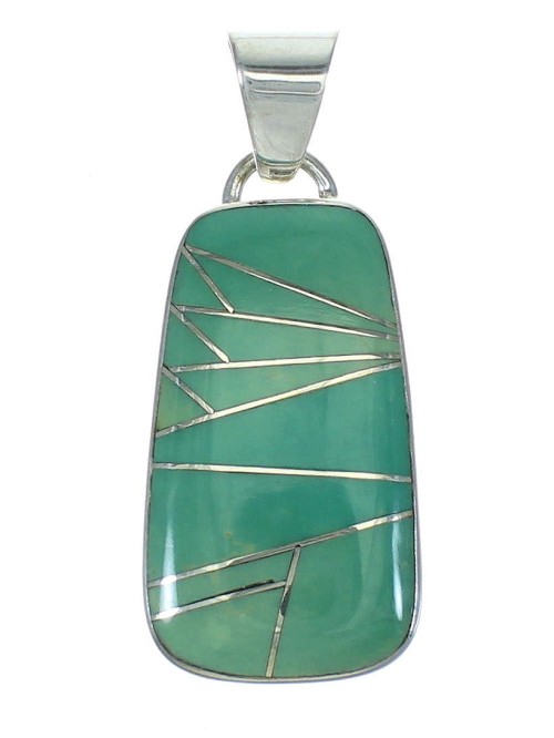 Southwest Authentic Sterling Silver Turquoise Inlay Pendant MX65325