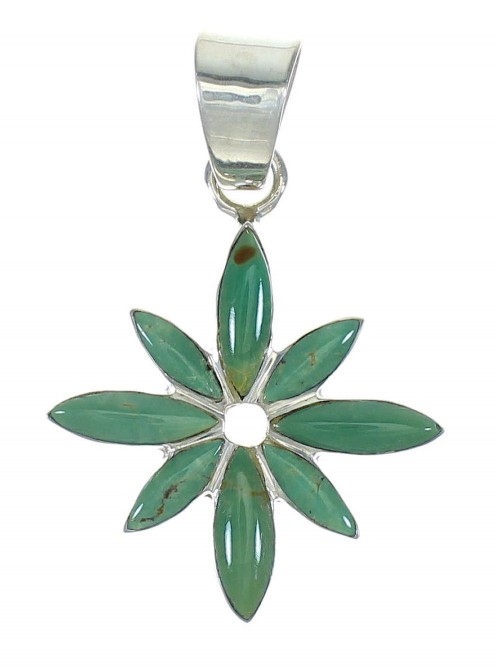 Southwest Flower Silver Turquoise Pendant MX65368