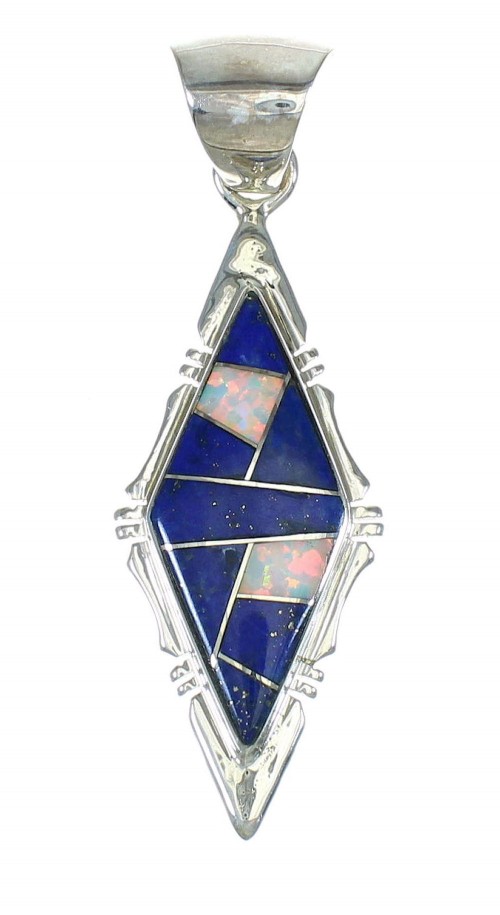 Sterling Silver Southwest Opal And Lapis Inlay Pendant MX64063