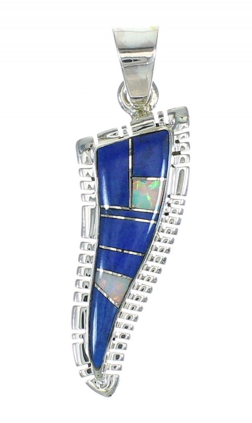 Southwest Opal And Lapis Inlay Sterling Silver Pendant MX64066