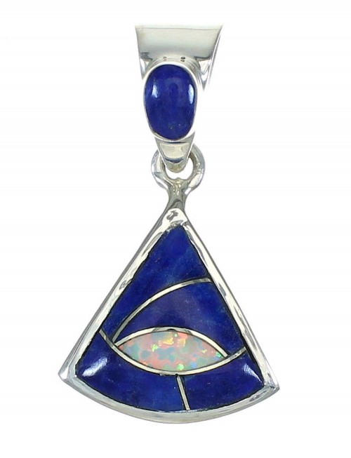 Opal And Lapis Inlay Sterling Silver Pendant MX64107