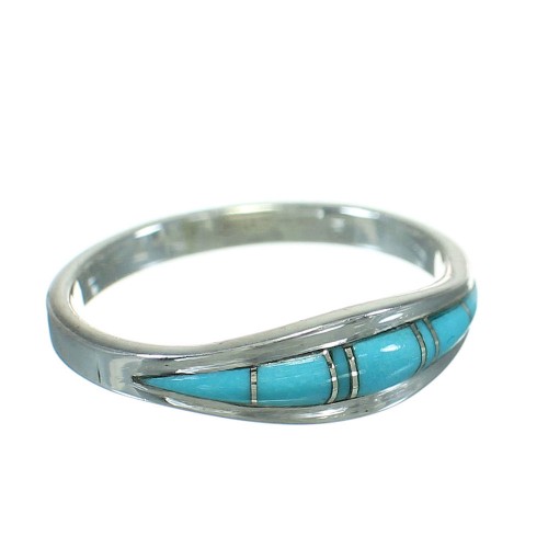 Silver Southwestern Turquoise Inlay Ring Size 5-3/4 WX79472