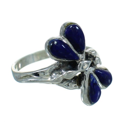 Silver Lapis Inlay Dragonfly Ring Size 4-3/4 AX79338