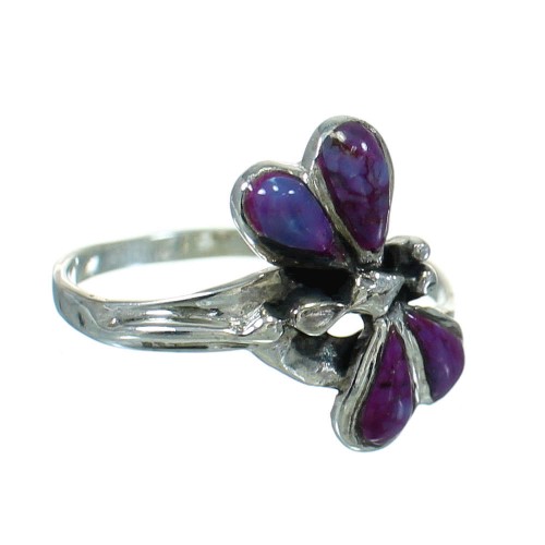 Sterling Silver Southwest Magenta Turquoise Dragonfly Ring Size 6-1/2 AX79386