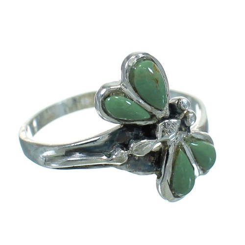 Sterling Silver Turquoise Inlay Dragonfly Jewelry Ring Size 8-1/2 AX79486