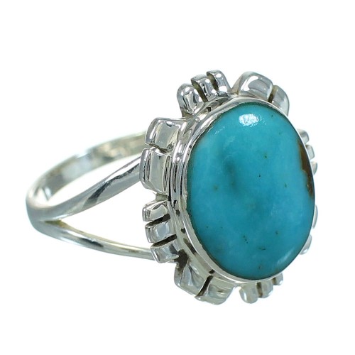 Southwest Turquoise And Silver Jewelry Ring Size 7-3/4 YX69982