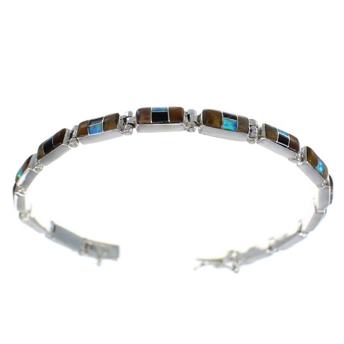 Sterling Silver Southwest Multicolor Link Bracelet AX65932